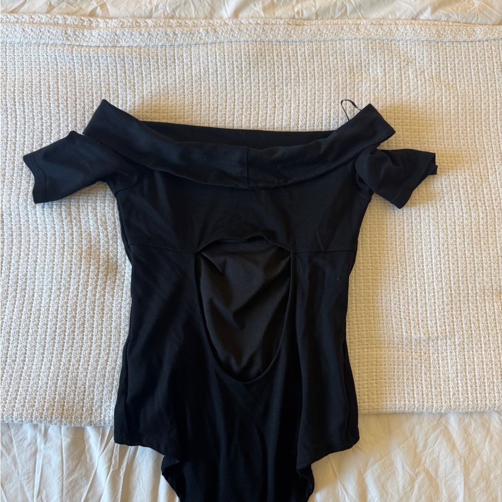 Black Off-Shoulder Bodysuit